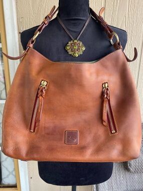 Dooney Bourke Italian Floretine Bag Vachetta Leather Hobo Slouch Shoulder